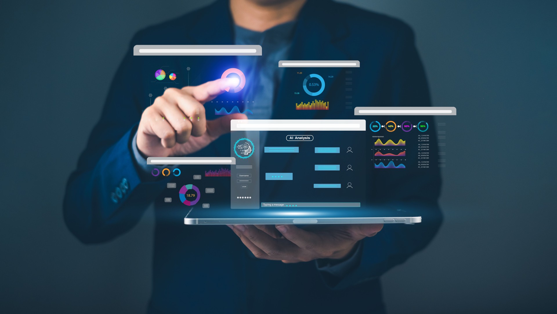 Artificial Intelligence AI data tech analytics for kpi accounting big complex business